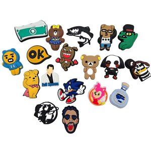 Shoe Charms Jibbitz Lot Of 18 Sonic Fishing Bear TV Money Pop Culture Read